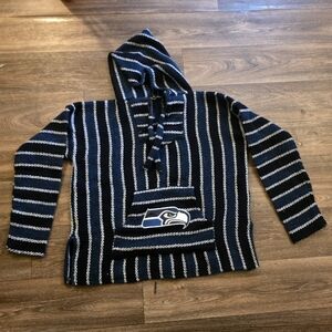 Seattle Seahawks Baja Hoodie - Navy and White Stripes